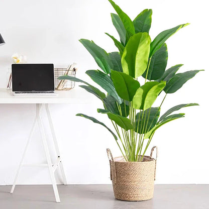 Artificial Tropical Palm Tree – Real Touch Fake Banana & Monstera Leaves for Home, Garden & Party Decor