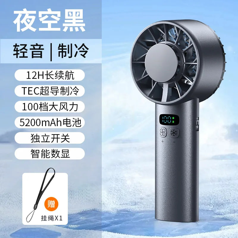 Handheld Cooling Fan – USB Rechargeable Mini Fan with LED Display for Travel & Outdoor Use