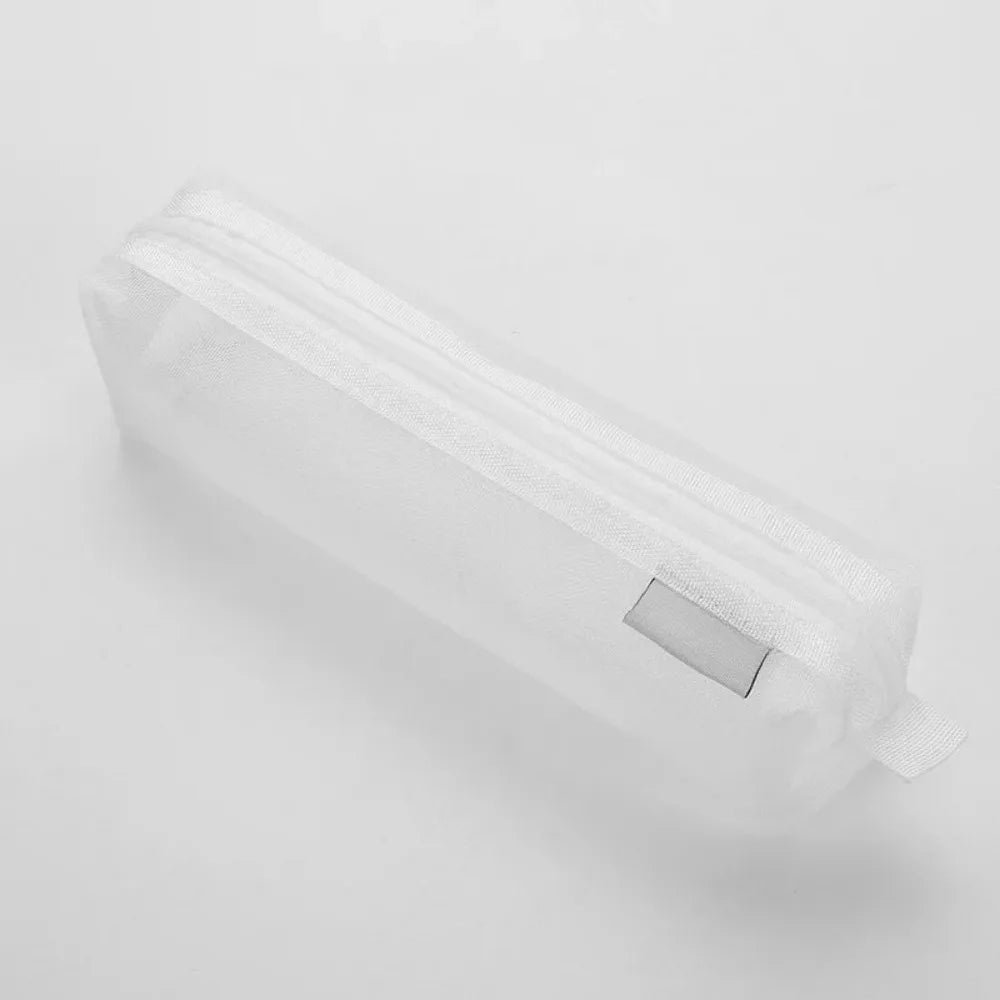 Translucent Simple Mesh Pen Bag Student Exam Stationery Bag Large Capacity Portable Stationery Storage Bag Study Supplies