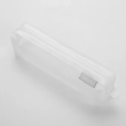 Translucent Simple Mesh Pen Bag Student Exam Stationery Bag Large Capacity Portable Stationery Storage Bag Study Supplies