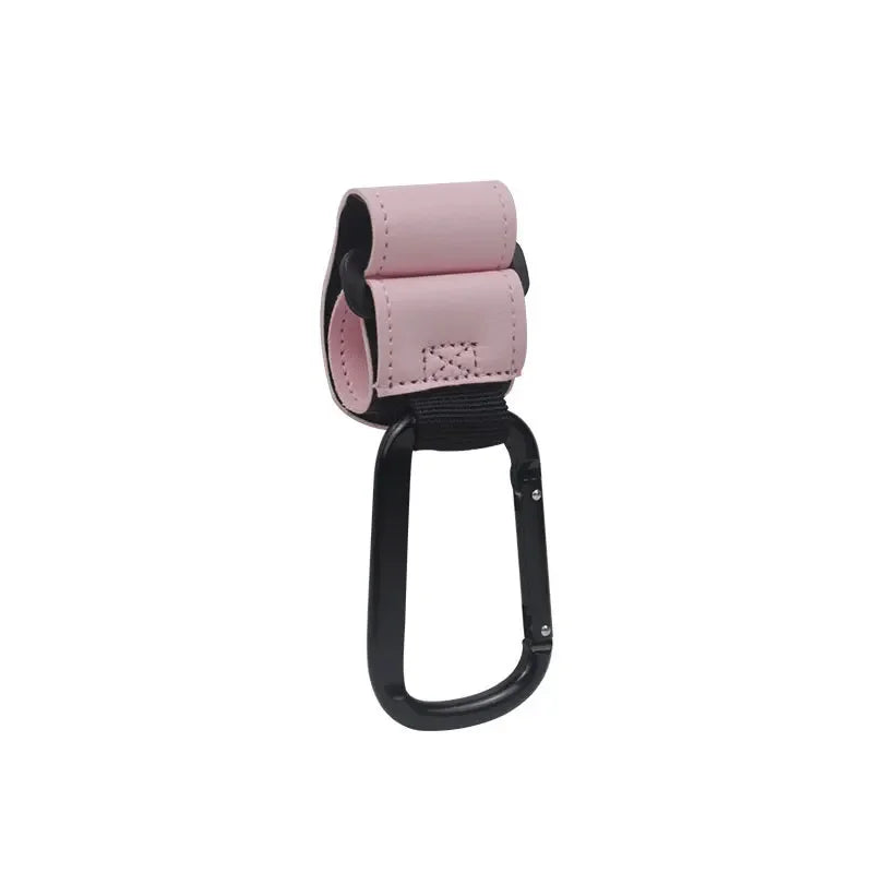 Stroller Organizer Hooks – 360° Rotatable PU Leather Pram Hanger Clips (1/2pcs)