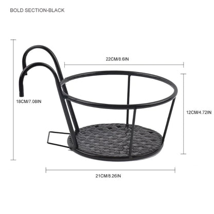 1PC Iron Art Hanging Baskets Flower Pot Balcony Hanging Plant Round Racks Railing Fence Outdoor Window Bonsai Stand Decoration