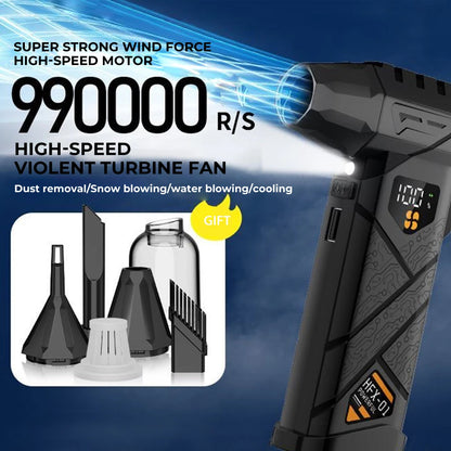 Turbo Air Blower 99WRPM Compressed Air Duster 100-gear speed regulation Blow and Suction Powerful Violent Fan With LED Lighting