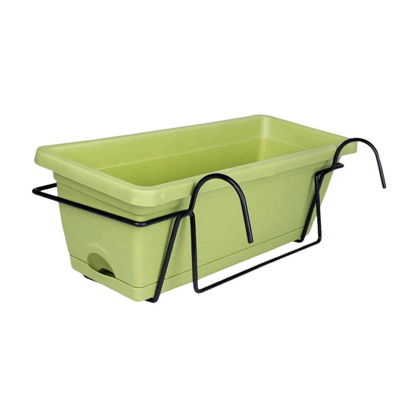 Balcony Railing Hanging Planter – 6L Plastic Window Box with Tray & Rack