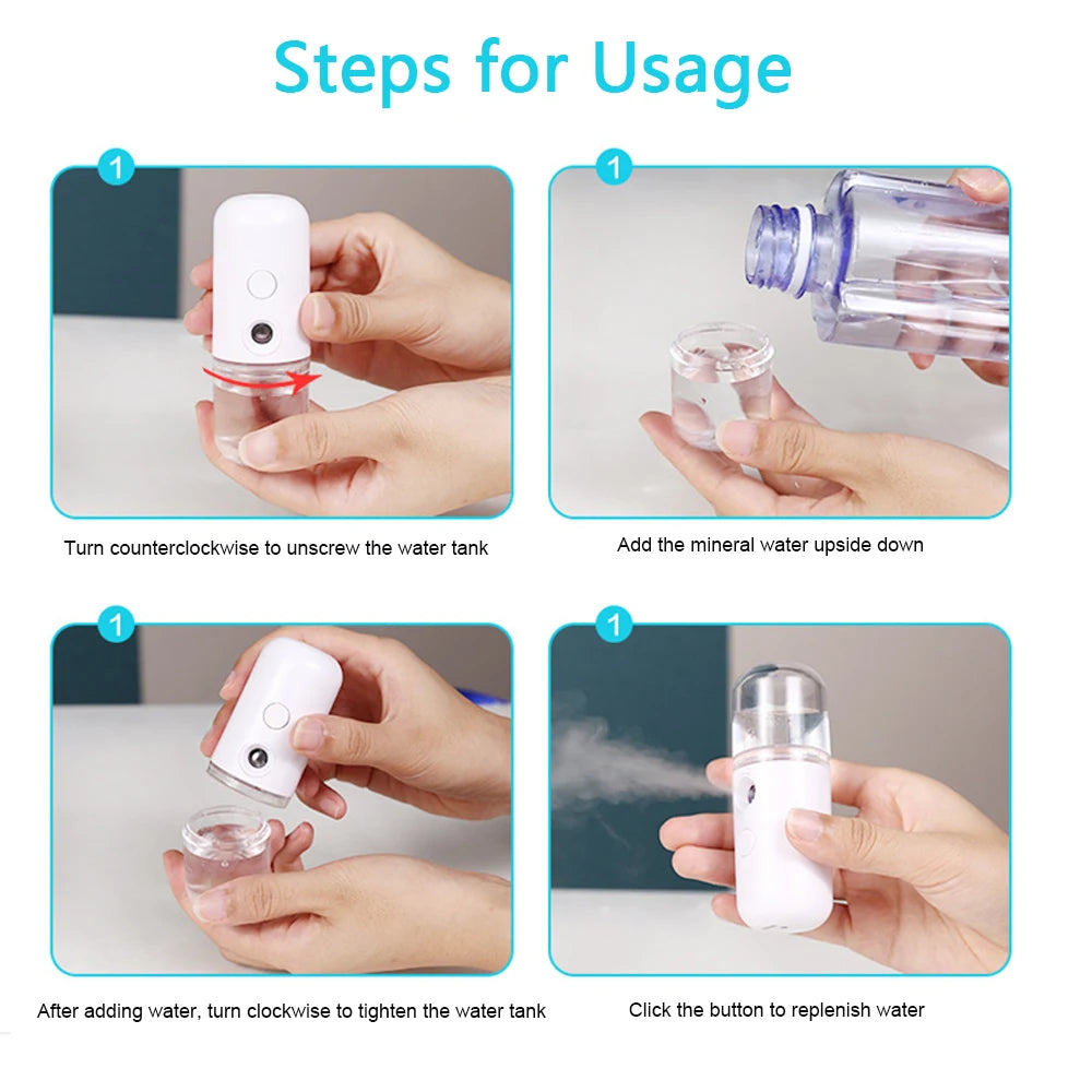 USB Mist Facial Sprayer – Rechargeable Nano Face Steamer & Skin Moisturizing Beauty Tool
