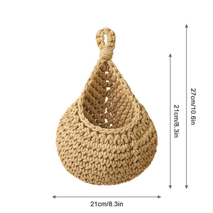 Handwoven Hanging Wall Vegetable Fruit Basket Organizer Container for Kitchen Garden Mount Wall Plant Flower Onion Storage Decor