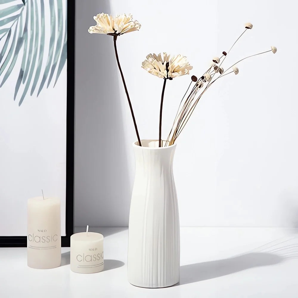 Nordic Plastic Flower Vase – Small Modern Decorative Pot for Living Room, Table, or Office