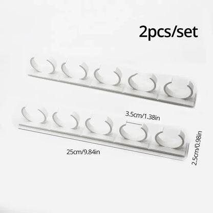 2pcs Grey Plastic Kitchen Jar Rack – Wall-Mounted Adhesive Seasoning & Spice Bottle Holder