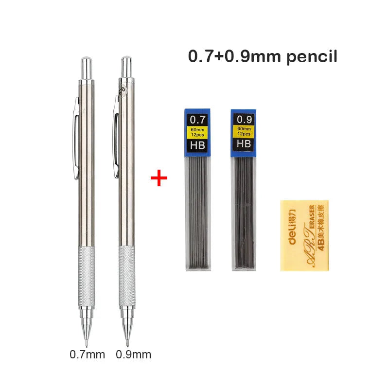 Mechanical Pencil Set 0.3–2.0mm – Full Metal Drawing & Writing Pencils with Leads for School & Office