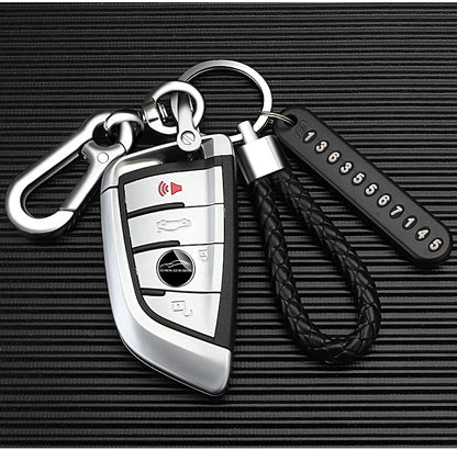 Motorcycle Lock Keychain Pendant – Anti-Lost Leather Rope Key Holder for Men & Women