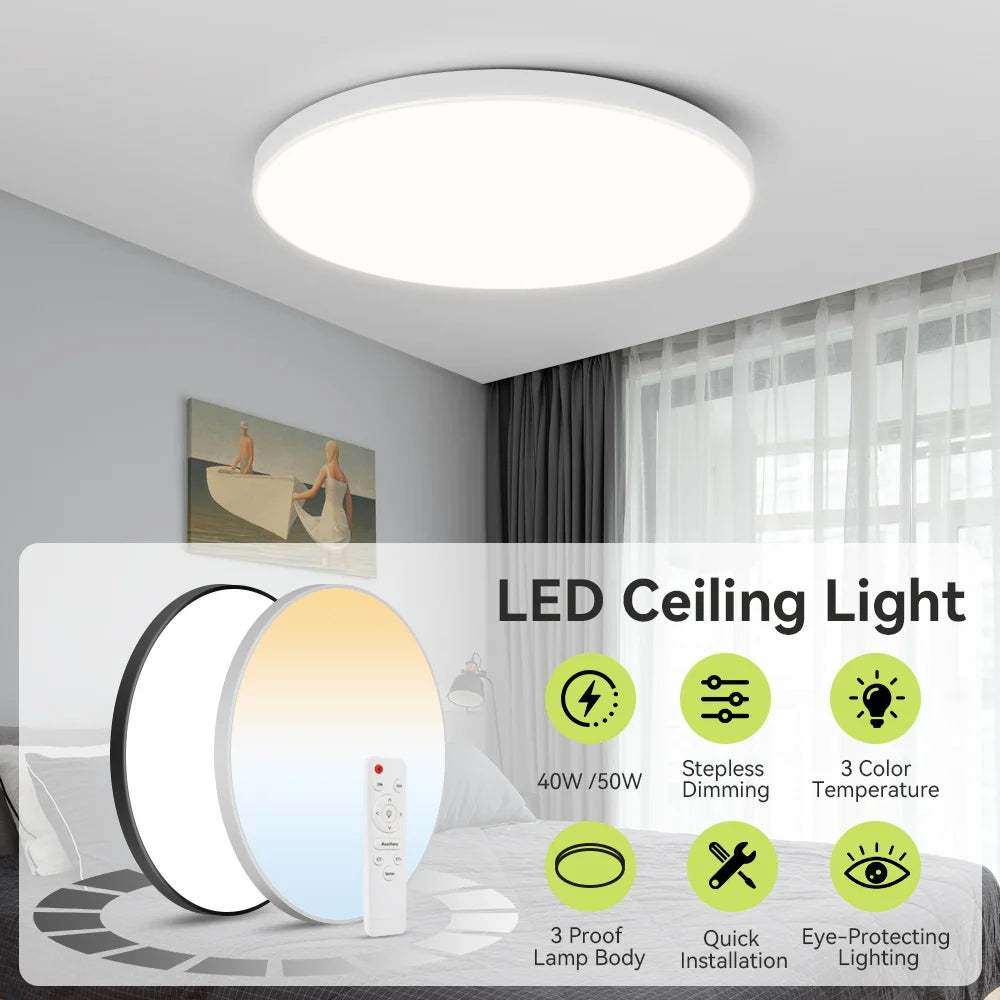 Remote Control Ceiling Lamp – Dimmable LED Chandelier Lighting for Living Room, Bedroom & Kitchen
