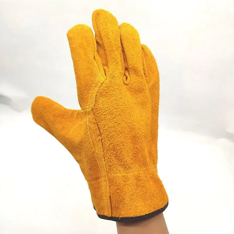 Men’s Cowhide Work Gloves – Durable Leather Gloves for Farming, Welding & Outdoor Use
