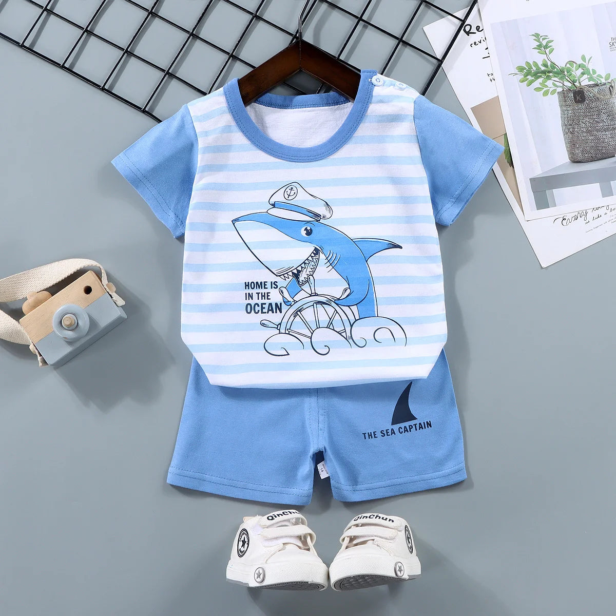 100% Cotton Toddler Outfit Set – Soft Summer T-Shirt & Shorts 2PCS for Boys and Girls (Ages 1–7 Years)