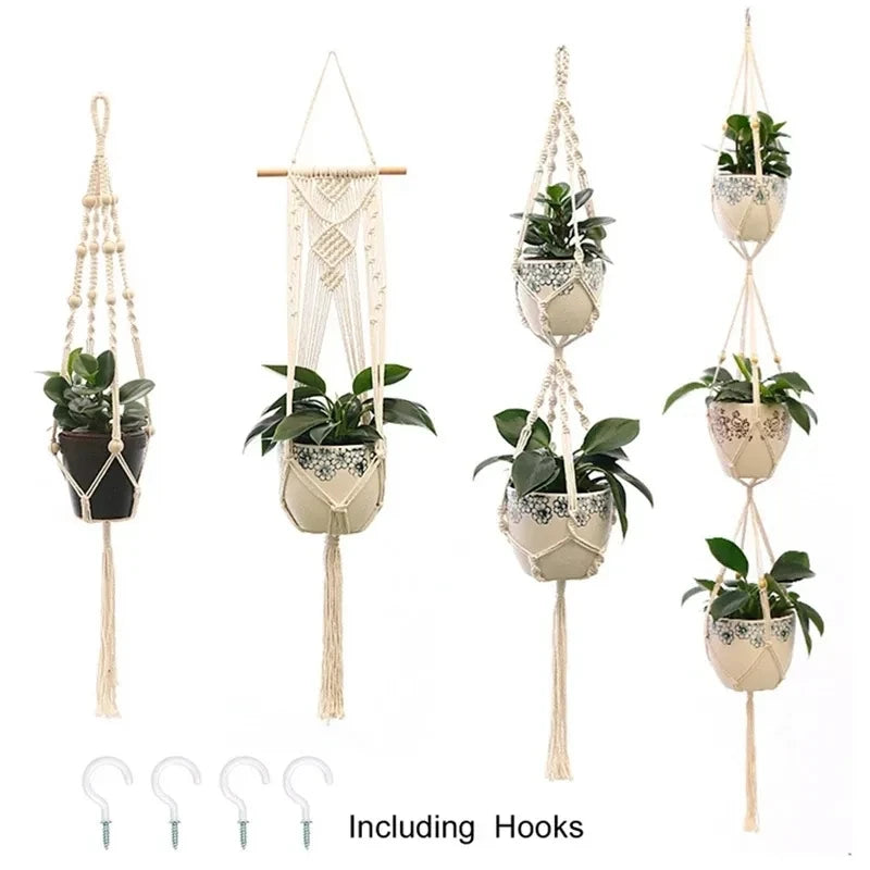 Handmade Macrame Plant Hanger – Cotton Hanging Flower Pot Holder for Indoor & Outdoor Decor