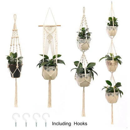 Handmade Macrame Plant Hanger – Cotton Hanging Flower Pot Holder for Indoor & Outdoor Decor