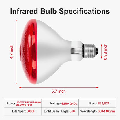 Infrared Heat Lamp for Livestock – E27 Bulb for Chickens, Reptiles & Farm Animals