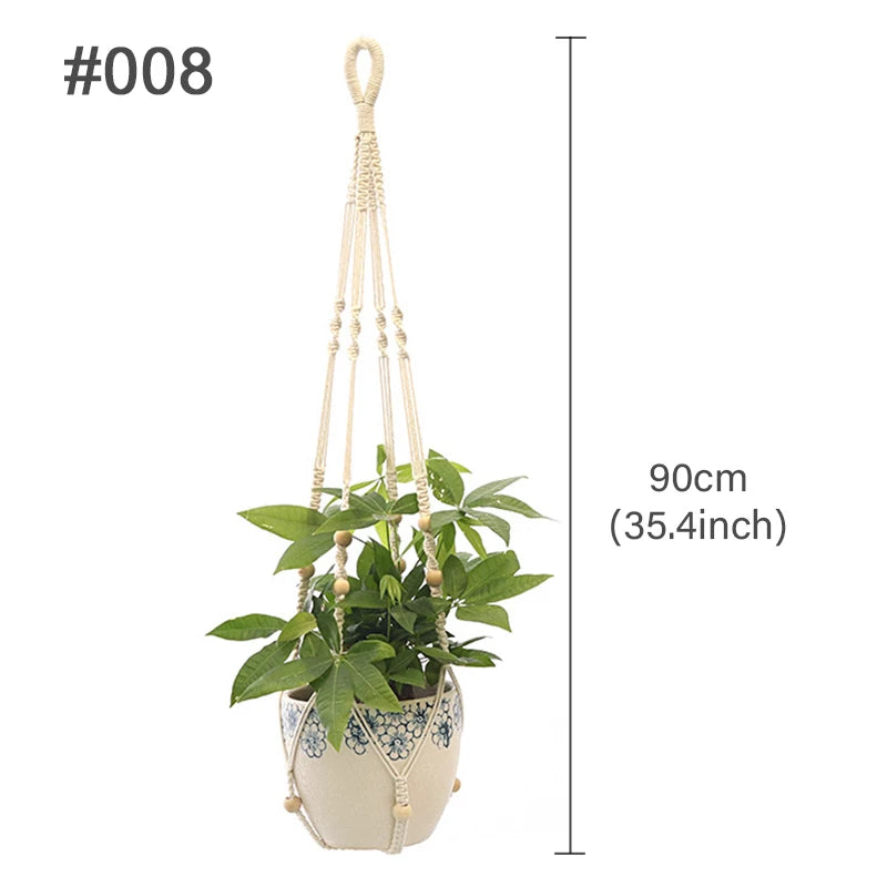 Handmade Macrame Plant Hanger – Cotton Hanging Flower Pot Holder for Indoor & Outdoor Decor