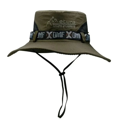 Summer Men Bucket Hat – Outdoor UV Protection Wide Brim Panama Safari Fishing & Hiking Cap