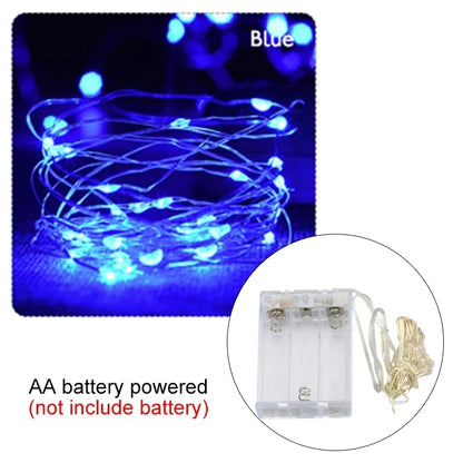 Copper Wire LED Tinsel Garland Battery Powered Fairy String Lights – 2M to 10M Waterproof Holiday Christmas Wedding Party Decor