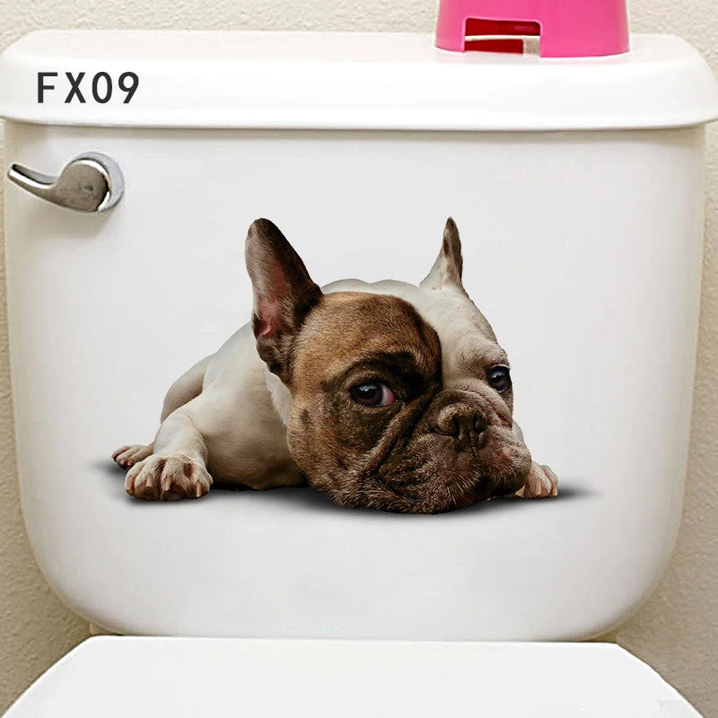 Funny 3D Hole Cat & Dog Toilet Stickers – Cute DIY Wall Decals for Bathroom & Home Decoration