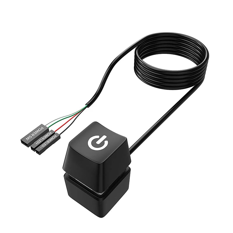 Computer Desktop Switch Power Button Extension Cable – 1.8m Blue LED PC Motherboard External Start On/Off