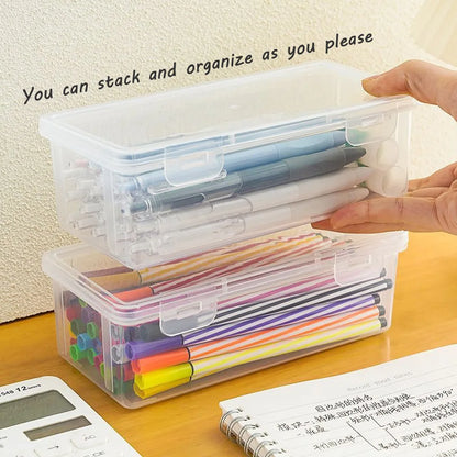 LOLEDE Transparent Pencil Case – Durable Stationery Organizer Box for School & Office Supplies