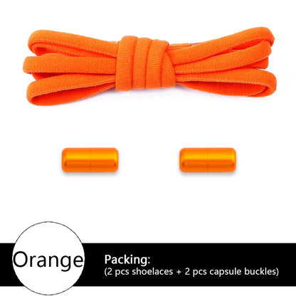 Colored Round No Tie Shoelaces – Elastic Lock Shoelaces with Matte Metal for Sneakers & Casual Shoes
