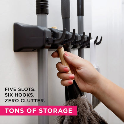 Wall Mounted Mop Holder – 3/4/5 Position Multi-Functional Broom & Cleaning Tool Hanger