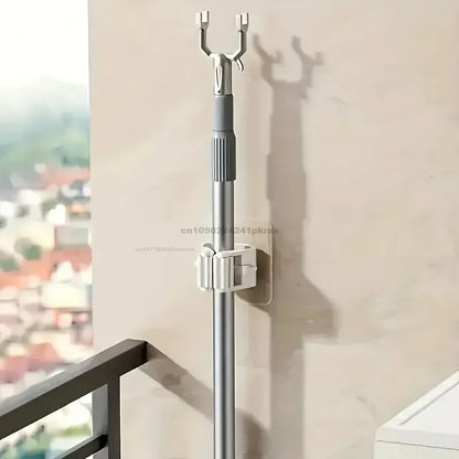 Self-adhesive Mop Holder – Wall Mounted Broom Stand & Brush Hook Storage Organizer