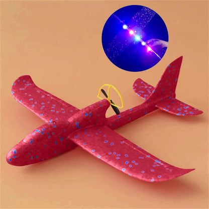 Electric Foam Glider Plane – LED Rechargeable Hand-Throw Airplane Toy for Kids Outdoor Play