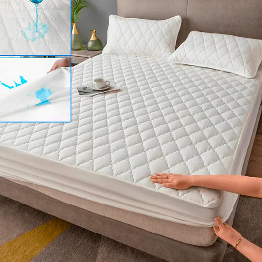 Waterproof Fitted Mattress Cover – Protective Bed Sheet with Elastic Band (Multiple Sizes Available)
