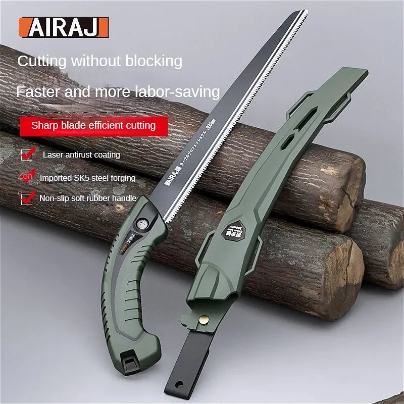 AIRAJ Japanese Hand Saw – Sharp SK5 Steel Blade for Woodworking & Garden Pruning