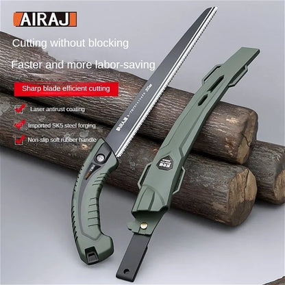 AIRAJ Japanese Hand Saw – Sharp SK5 Steel Blade for Woodworking & Garden Pruning