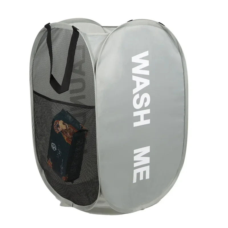 Portable Mesh Pop-Up Laundry Hamper – Breathable Foldable Laundry Basket for Travel, Dorm, Bathroom & Small Spaces