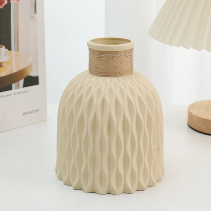Modern Wave Ripple Plastic Vase – Nordic Flower Pot for Desktop or Table Decoration