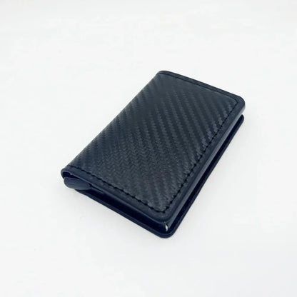 Fashion Carbon Fiber Anti-theft Credit Card Package Metal Cards Box Men Wallet Holder PU Purse