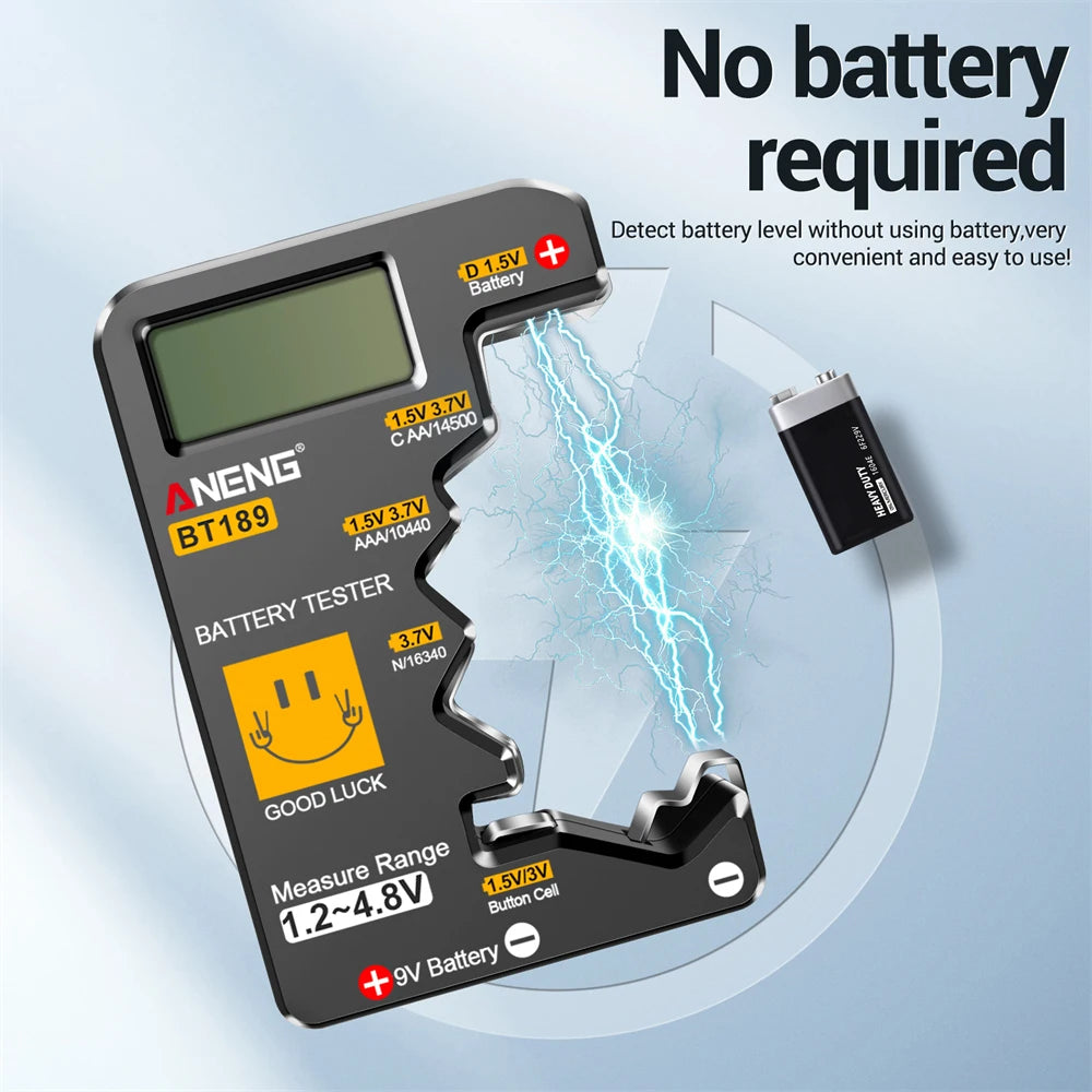 ANENG BT189 Battery Tester 9V AAAAA Button Cell Universal Household LCD Digital Display Battery Tester Power Bank Detector