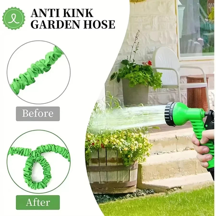 Expandable Garden Hose with 7 Spray Functions – High-Pressure Watering Hose with Nozzle for Car Wash, Pets, and Home Garden Use