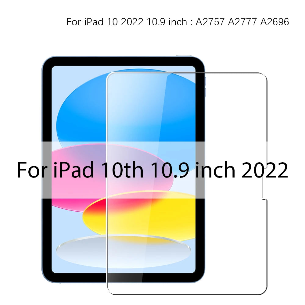 Tempered Glass Screen Protector For Apple IPad Pro 12.9 11 9.7 10.2 10.9 Air 4 5 Mini 6 5th 6th 7th 8th 9th 10th Generation Film