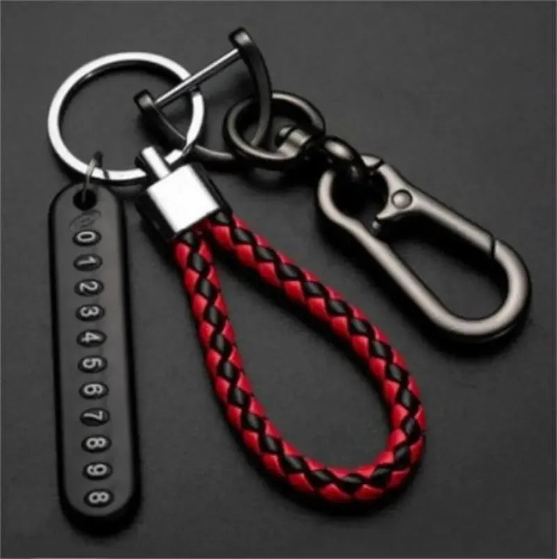 Motorcycle Lock Keychain Pendant – Anti-Lost Leather Rope Key Holder for Men & Women