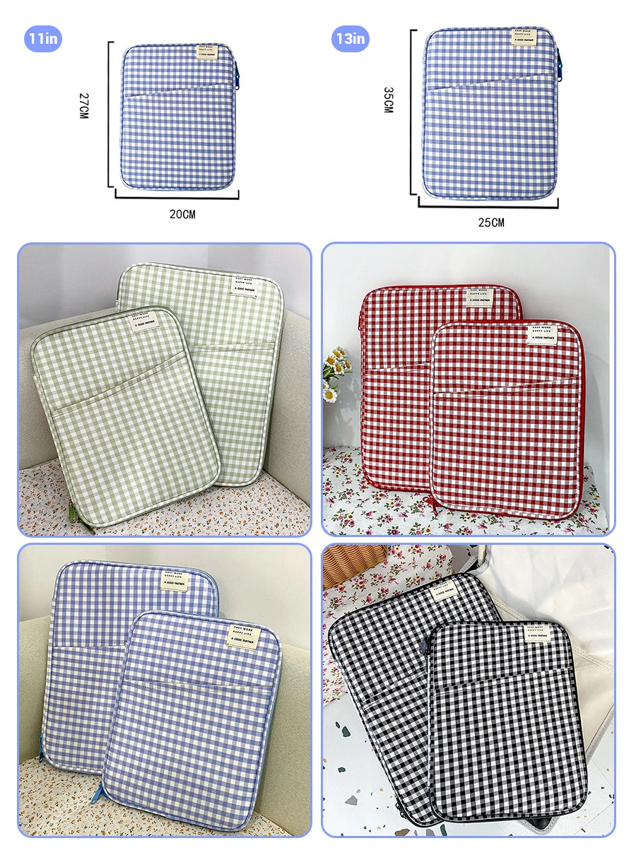 Cute Tablet Sleeve Bag 7.9-12.9 Inch Handbag Case – Shockproof Multi-Pocket Sleeve for iPad Pro, Samsung, Xiaomi