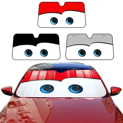 Car Front Windshield Sunshade – Solar Protection Sun Visor Cover with Fun Face Design