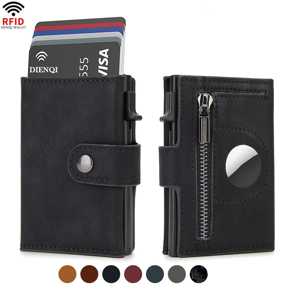 RFID Carbon Fiber Wallet with AirTag Pocket – Luxury Slim Credit Card Holder for Men