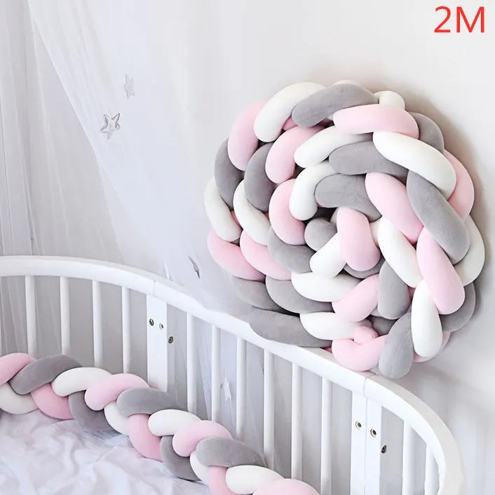 Braided Baby Bed Bumper – Soft Knot Crib Bumper for Infant Cradle Protection (1M–4M)