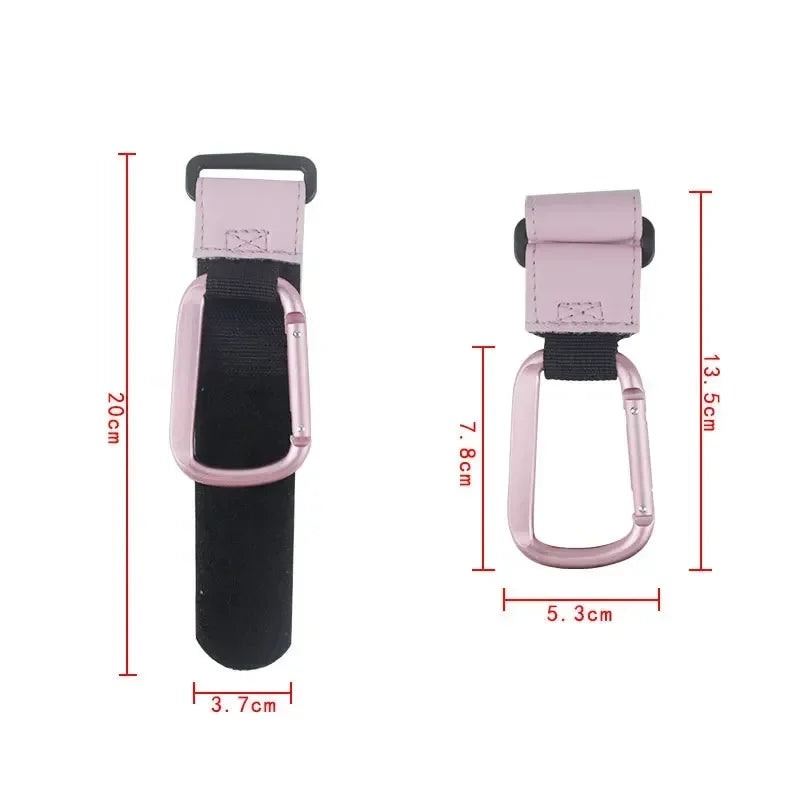 Stroller Organizer Hooks – 360° Rotatable PU Leather Pram Hanger Clips (1/2pcs)