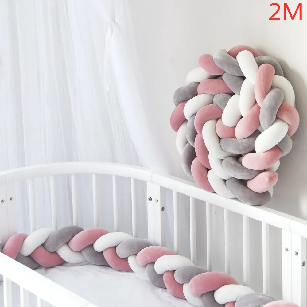 Braided Baby Bed Bumper – Soft Knot Crib Bumper for Infant Cradle Protection (1M–4M)