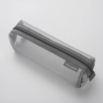 Translucent Simple Mesh Pen Bag Student Exam Stationery Bag Large Capacity Portable Stationery Storage Bag Study Supplies