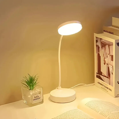 Flexible LED Desk Lamp with 3-Level Dimmer – USB Powered Eye-Caring Warm & White Light for Home Office & Study