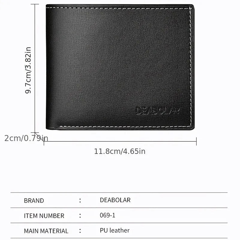 PU Leather Men’s Thin Folding Wallet – Compact Credit Card Holder with Classic England Style