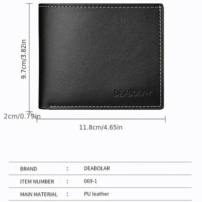 PU Leather Men’s Thin Folding Wallet – Compact Credit Card Holder with Classic England Style